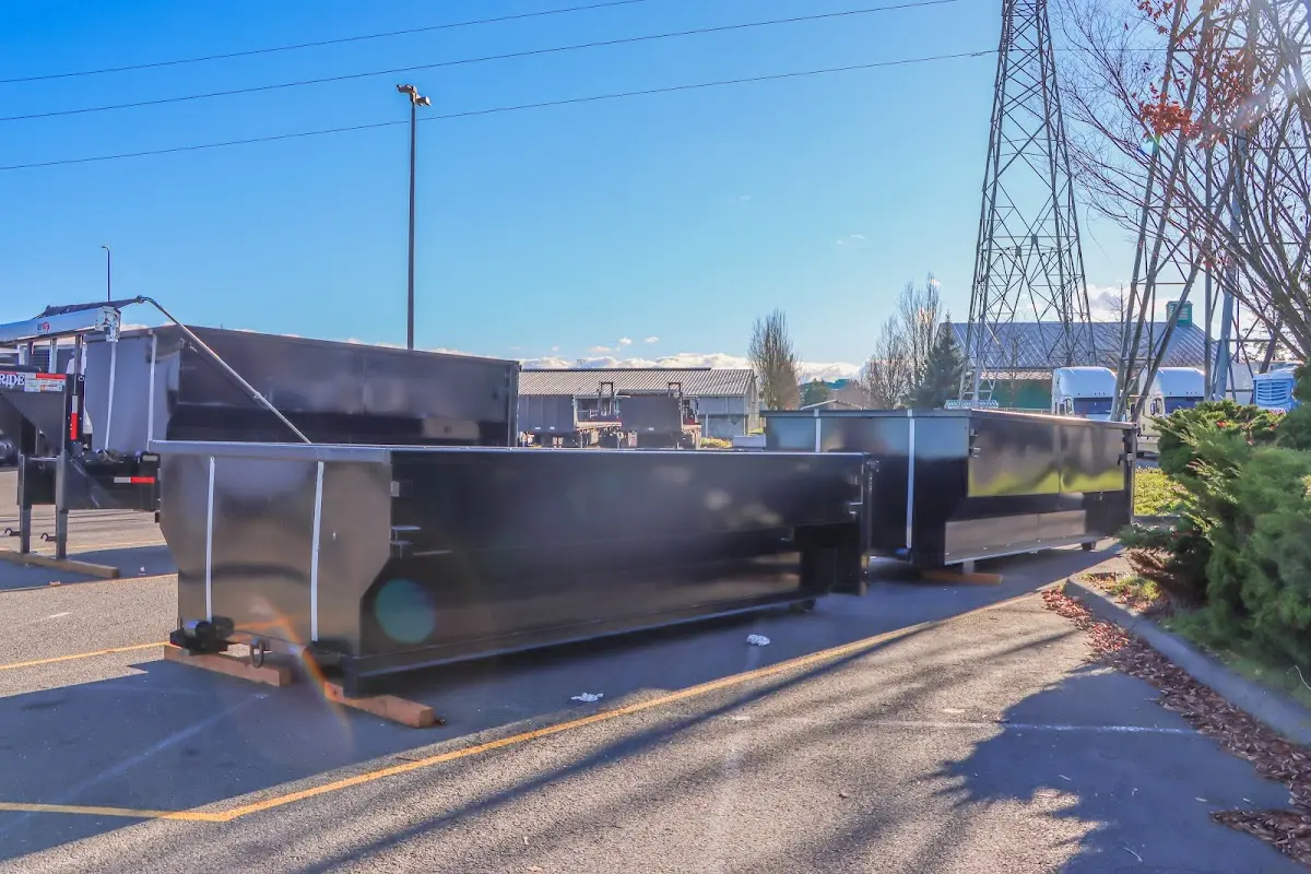 Roll-off dumpster ready for waste disposal at job site for Concrete Dumpster Rental in South San Gabriel